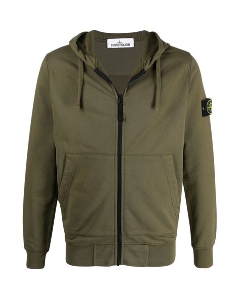 Stone Island Mens Compass Badge Zip Hoodie Olive Green Designer Outlet Sales Luxury Couture Clearance Trim Styles, Designer Hoodies, Designer Outlet, Hoodie Green, Cotton Hoodie, Stone Island, Cotton Fleece, Full Zip Hoodie, Green Cotton