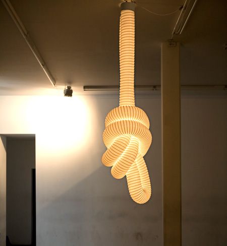 Knot by Lars Holme Larsen. An interesting party light idea. Tube Lamp, Rope Light, Diy Lamp, Light Installation, Bloxburg House, Diy Lighting, Objects Design, Light Art, Lamp Design