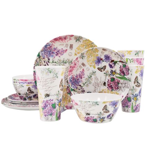 PRICES MAY VARY. Top Quality:BPA free.Top-rack dishwasher safe.Do not microwave or use in ovens. Dinnerware 16-set includes:4 dinner plates,4 salad plates,4 bowls and 4 cups. Melamine material:Made of melamine which is durable,break resistant,chip resistant and scratch resistant.The melamine dinnerware set is much less breakable than ceramic dinnerware set.Perfect for indoor and outdoor use,camping or parties. Easy clean-up:With our signature high gloss finish,food slides right off the plates wi Outdoor Dishes, Camping Dishes, Melamine Dishes, Melamine Dinnerware Sets, Melamine Dinnerware, Beautiful Table Settings, Ceramic Dinnerware, Dish Sets, Dishwasher Racks