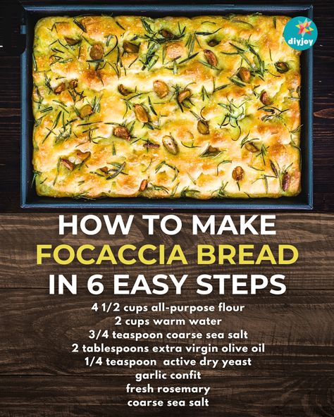 Did you know you could make focaccia bread in just 6 easy steps? Yes, you can! It has a crispy and chewy crust and is soft and fluffy inside. Easy Foccia Bread Recipes, Faccia Bread Recipes, Easy Focaccia Recipe, Make Focaccia, Bread Dipping Oil Recipe, Easy Focaccia Bread Recipe, Dipping Oil Recipe, Bacon Chili, Bread Dipping Oil