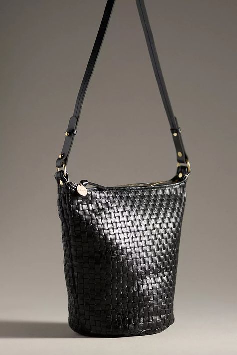 Clare V. Petite Jeanne Bag | Anthropologie V In Black, Claire V, Anthropologie Bags, Clare Vivier, Clare V, Bottega Veneta Intrecciato, Clare V., Leather Bucket Bag, Woven Design