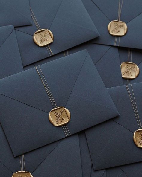 Gold Wedding Envelope, Gold And Navy Wedding, Navy And Gold Wedding, Navy Wedding Invitation, Navy Invitation, Wedding Navy, Luxury Packaging Design, Classic Color Palette, Gold Color Palettes