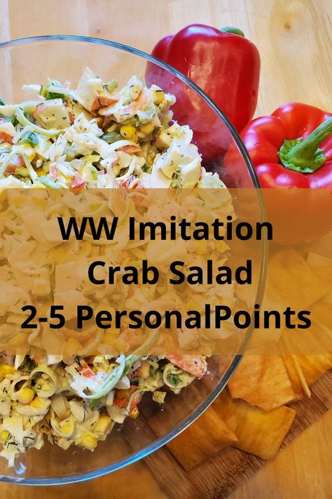 Imitation Crab Salad - 2-5 WW PersonalPoints Crab Salad Recipe, Ww Recipe, Summer Potluck, Summer Appetizer, Crab Salad, Summer Snacks, Pickle Relish, Ww Recipes, Leeks