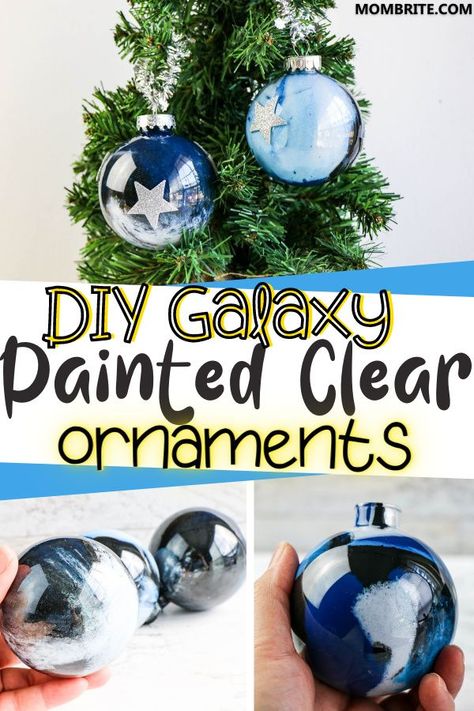 Galaxy Christmas Ornaments, Planet Ornaments Diy, Planet Crafts, Boredom Busters For Kids, Diy Galaxy, Clear Ornaments, Galaxy Painting, Christmas On A Budget, Glitter Ornaments