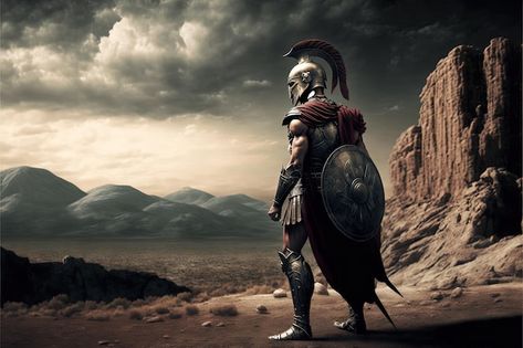 Spartan soldier illustration with helmet... | Premium Photo #Freepik #photo #spartan-warrior #gladiator #roman-soldier #spartan Spartan Background, Soldier Illustration, Sparta Warrior, Spartan Soldier, 1366x768 Wallpaper, Hd Landscape, Greek Soldier, Viking Character, Whatsapp Wallpapers Hd