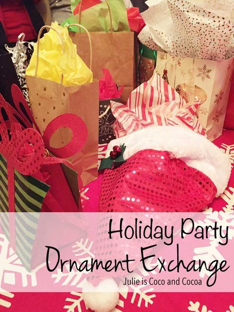 How to Host an Ornament Exchange Party Christmas Ornament Exchange Party, Staff Party Ideas, Christmas Socks Exchange, Sock Party, Christmas Ornament Exchange, Ornament Exchange Party, Party Gift Ideas, Mops Crafts, Swap Party