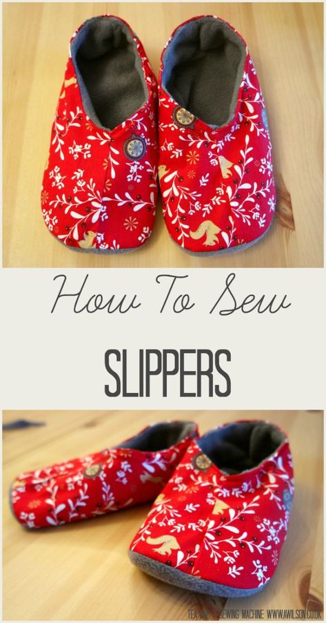 How To Sew Slippers, Felted Wool Slippers Diy Free Pattern, What To Make With Cotton Fabric, Sewing Projects With Cotton Fabric, Fleece Slippers Pattern Free, Easy Baby Clothes To Sew, Slipper Sewing Pattern, Sew Slippers, How To Make Slippers