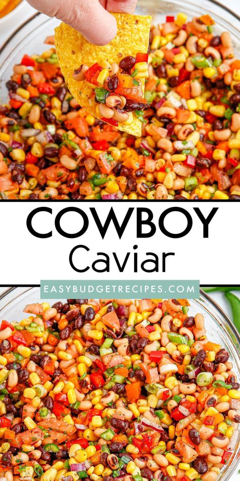 Looking for a delicious and budget-friendly dip for your next party? Try Cowboy Caviar! This easy-to-make recipe is packed with flavor and protein. Cowboy Caviar Recipe Easy, Best Cowboy Caviar Recipe, Cowboy Caviar Recipe, Cilantro Recipes, Caviar Recipes, Zesty Sauce, Salsa Recipes, Cowboy Caviar, Easy Budget