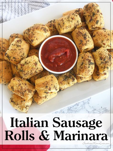 Italian Sausage Rolls Recipe, Italian Sausage Rolls, Sausage Crescent Rolls, Crescent Roll Appetizers, Sausage Appetizers, Recipe Appetizers, Sausage Rolls Recipe, Southern Mom, Best Italian Recipes