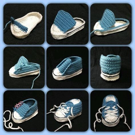 Crochet Baby Clothes Boy, Crochet Converse, Crochet Baby Boots, Shoelace Patterns, Diy Instruments, Baby Converse, Baby Shoes Pattern, Baby Booties Pattern, Crochet Baby Boy