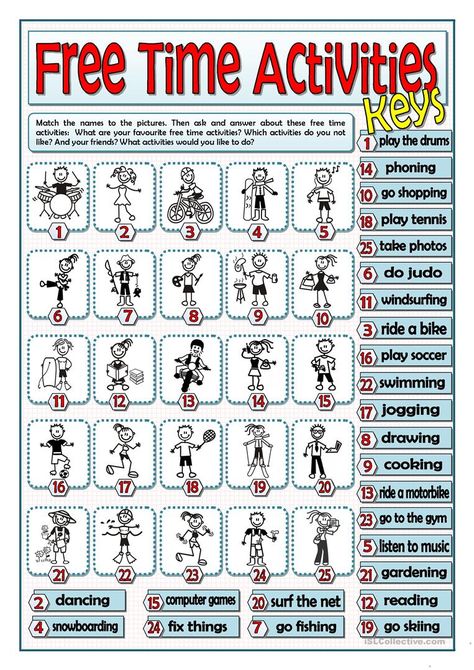 FREE TIME ACTIVITIES - English ESL Worksheets for distance learning and physical classrooms Special Education Worksheets, Free Time Activities, Time Worksheets, Hobbies For Men, Hobbies To Try, Hobbies That Make Money, Vocabulary Activities, Time Activities, Hobby Room