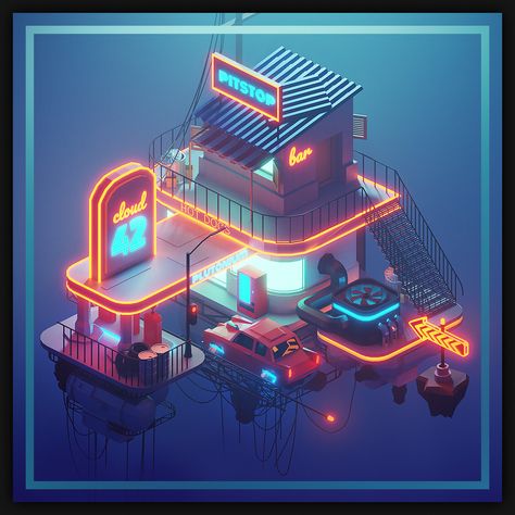 3d Karakter, Diesel Punk, Isometric Art, Architecture 3d, Isometric Design, Cyberpunk City, Isometric Illustration, Low Poly Art, Affinity Designer