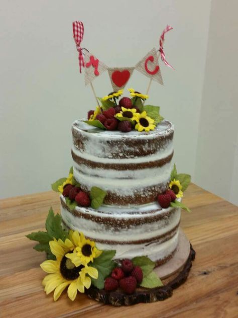 Semi naked cake, couples shower, I do BBQ.  Misty Light and Christopher Martin. I Do Bbq Cake Ideas, I Do Bbq Cake, Barbeque Ideas, Engagement Bbq, Engagement Party Bbq, Fireman Wedding, Christopher Martin, Backyard Bbq Wedding, Bbq Cake