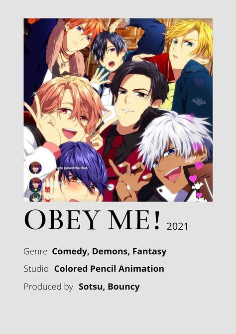 Obey Me Anime, List Anime, Anime Info, Poster Information, Anime Minimalist Poster, Movies To Watch Teenagers, Graphic Shapes Design, Anime Suggestions, Anime List