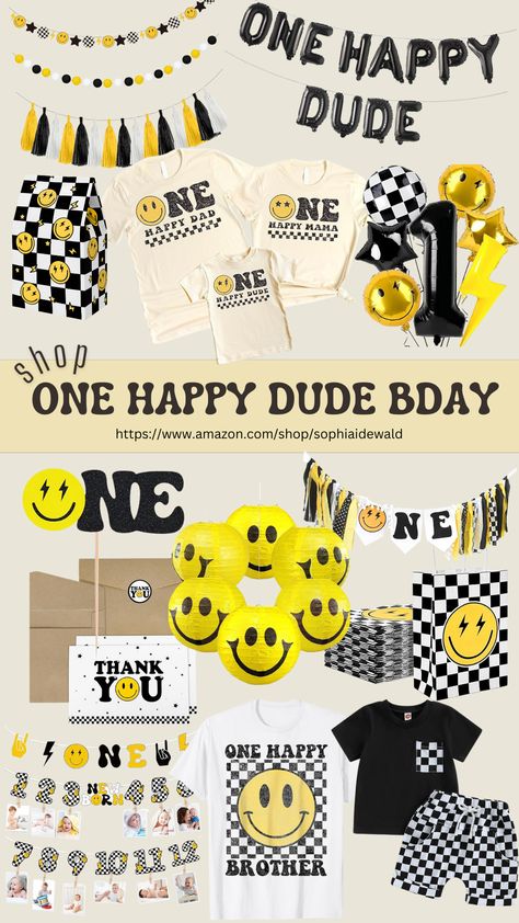 One Happy Dude First Birthday Theme, Cutest first birthday theme - groovy, retro, checkered print, baby boy first birthday theme, first birthday party decor, first birthday decorating ideas #firstbirthday One Cool Dude Birthday Party, One Happy Dude 1st Birthday, One Year Birthday Boy Themes, Little Boy 1st Birthday Themes, One Rad Dude First Birthday, Baby Boys 1st Birthday Themes, First Birthday Boy Themes Ideas, One Happy Baby First Birthday, One Happy Boy First Birthday