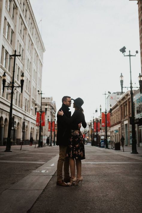 Downtown Calgary Engagement Session | CalgaryEngagement Utah Engagement Photos, Downtown Calgary, Unique Engagement Photos, Romantic Engagement Photos, Rocky Mountain Wedding, Mountain Bride, Engagement Inspo, City Engagement, Mountain Engagement