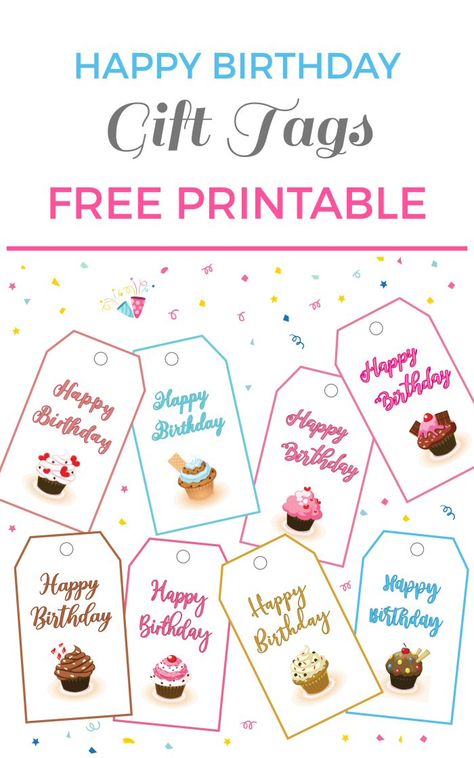 Free Printable Gift Tags Birthday, Free Birthday Gift Tags, Gift Tags Free Printable, Birthday Tags Printable, Birthday Gift Tags Printable, Happy Birthday Free, Happy Birthday Tag, Birthday Free, Wrapped Presents