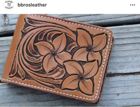 Roper Wallet Tooling Pattern, Artisan Hand Tooled Bifold Wallet, Tooled Leather Roper Wallet, Custom Brown Hand Tooled Wallets, Leather Patterns Templates, Western Leather Wallets With Card Slots, Sarah Ann, Leather Working Patterns, Show Cattle