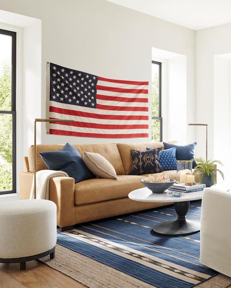 Classic Americana — a celebration of casual American living. Add casual comfort to your own home with a classic palette of red, white, and summer blues. Summer Blues, Classic Americana, American Living, Lake House Decor, Idea Board, Blue Rooms, Summer Blue, Own Home, Instagram Inspiration