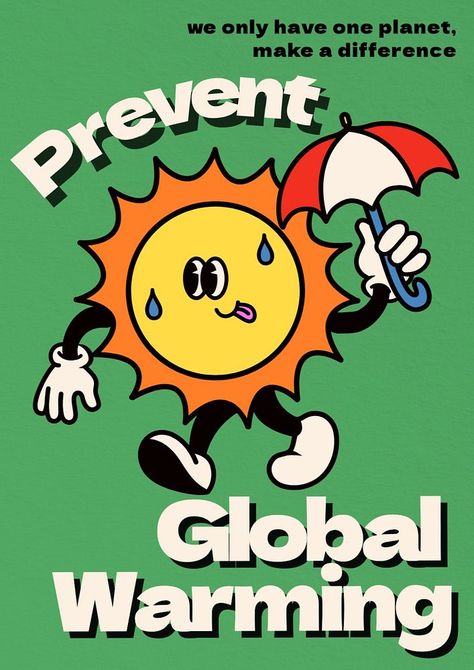 Global warming poster template, editable design | free image by rawpixel.com / nun Global Warm, Sun Png, Cartoon Sun, Quick Workout Routine, Retro Cartoon, Awesome Designs, Aesthetic Things, Retro Cartoons, Poster Retro