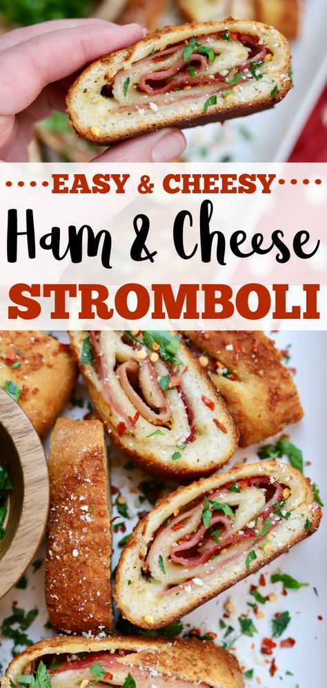 Ham Cheese Stromboli, Stromboli Ham And Cheese, Ham And Swiss Stromboli, Pizza King Stromboli Recipe, Ham Calzone Recipe, Ham Stromboli Recipe Easy, Ham And Cheese Calzone Pizza Dough, Ham Stromboli Recipe, Recipes With Sliced Ham