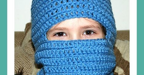 Crochet Ski Mask   I made this Ski Mask for my almost 8 year old Daughter who  want so to be a Ninja! I used an I hook with... Crochet Ski Mask, Winter Headwear, Crochet Mask, Crocheted Scarf, Crochet Knit Hat, Crochet Mittens, Crochet Winter, Ski Mask, Diy Baby