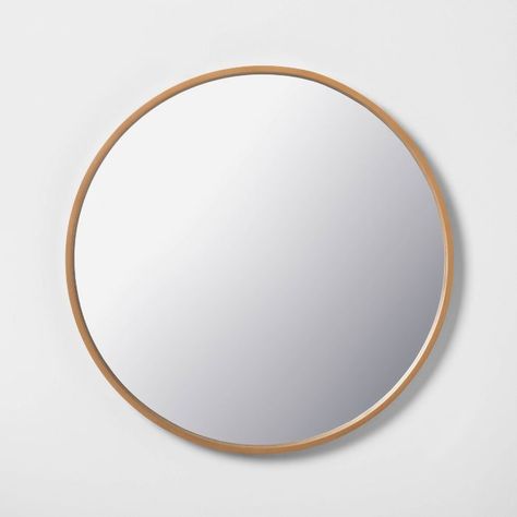 30" Round Framed Mirror Natural - Hearth & Hand™ With Magnolia : Target Large Round Wall Mirror, Round Mirror Decor, Hearth & Hand With Magnolia, Circle Mirror, Chip And Joanna Gaines, Wood Framed Mirror, Wood Wall Mirror, Wooden Mirror, Hearth And Hand