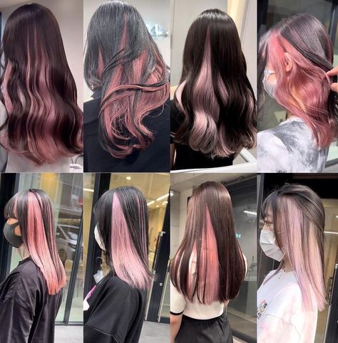 Black Pink Hair Color, Black Pink Hair, Black And Pink Hair, Hair Color Idea, Skunk Hair, Pink Hair Color, Hair Streaks, Hair Color Pink, Hair Dye Colors