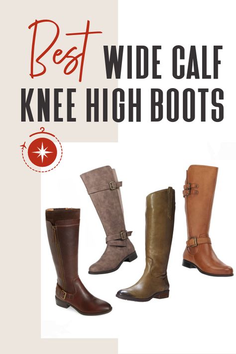 best-wide-calf-knee-high-boots-for-women Knee Boots For Big Calves, Wide Calf Riding Boots For Women, Brown Wide Calf Knee High Boots, Knee High Boots For Big Calves, Knee High Boots Wide Calf, Womens Wide Calf Boots, Calf Boots Outfit, Wide Calf Boots For Women, Wide Calf Brown Boots