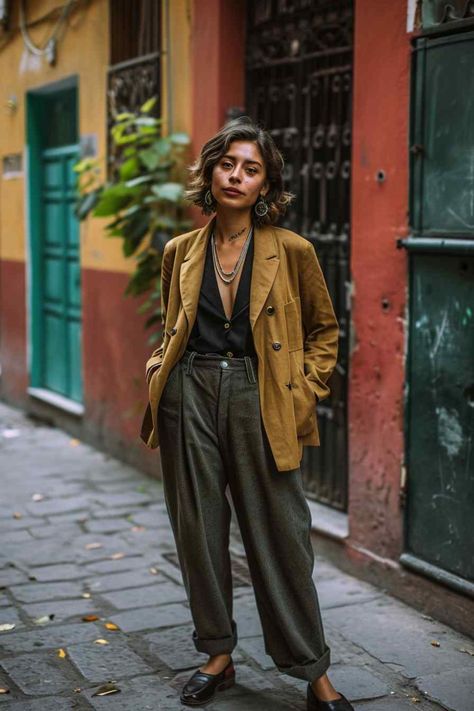 Bohemian and classic tailoring mashup Boho Tomboy Style, Afro Bohemian Style, Afro Boho Fashion, Bohemian Street Style, Classic Bohemian Style, Afro Bohemian, Concept Fashion, Classic Tailoring, Sweater Socks