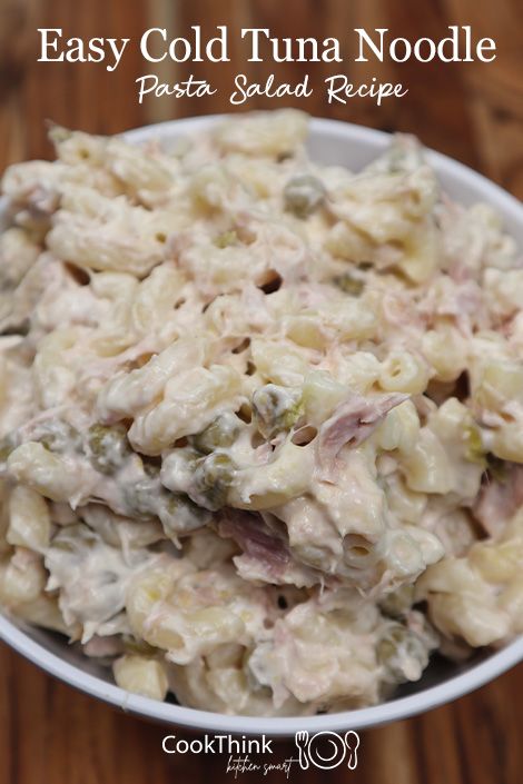 Easy Cold Tuna Noodle Pasta Salad Recipe - CookThink Pasta Salad With Miracle Whip, Tuna Noodle Pasta, Noodle Pasta Salad, Tuna Noodle Casserole Recipe, Tuna Casserole Easy, Noodle Pasta, Tuna Casserole Recipes, Noodle Casserole Recipes, Tuna Noodle