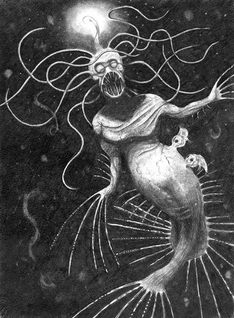 Image result for deep sea mermaid Deep Sea Aesthetic, Mermaid Aquarium, Dark Doodles, Siren Girl, Deep Sea Mermaid, Scary Mermaid, Sea Monsters Drawing, Ocean Monsters, Sea Creatures Drawing