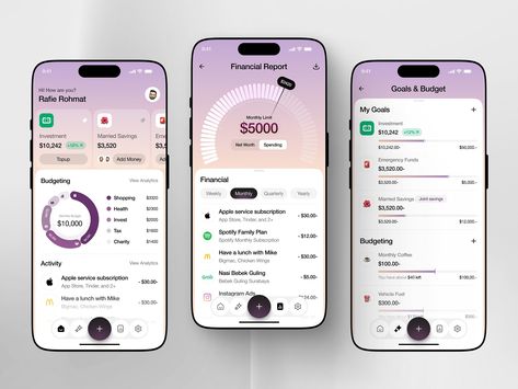 Finance Management App by Rafi Rohmat for Odama on Dribbble Personal Finance App, Finance Management, Budget App, App Interface Design, Finance App, Finance Tracker, Money Games, Banking App, Explainer Video