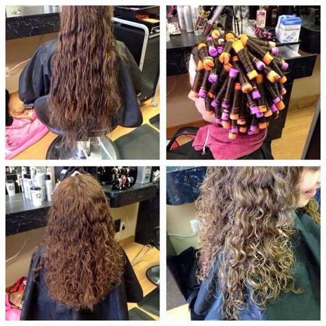 spiral perm-medium length larger rods Perms Before And After, Spiral Perm Long Hair, Body Wave Perm, Long Hair Perm, Spiral Perm, Short Permed Hair, Wave Perm, After Pictures, Types Of Curls