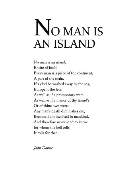 John Donne Poems, No Man Is An Island, Typographic Quote, Romantic Poems, John Donne, Famous Poems, All Quotes, Motivational Words, Classic Literature