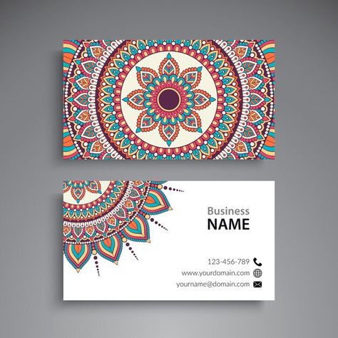 Floral mandala visiting card Premium Vec... | Premium Vector #Freepik #vector #mandala-card #mandala-business-card #flower-mandala #mandala Mandala Card, Sweet Box Design, Business Card Pattern, Floral Business Cards, Graphic Design Business Card, Visiting Card Design, Design Mandala, Business Card Design Creative, Mandala Art Lesson