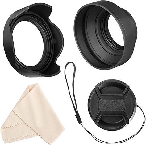 Veatree 67mm Lens Hood Set, Collapsible Rubber Lens Hood with Filter Thread + Reversible Tulip Flower Lens Hood + Center Pinch Lens Cap + Microfiber Lens Cleaning Cloth, Canon EW-73B Replacement Nikon D3400, Nikon D5600, Lens Hoods, Vr Lens, Lens Caps, Lens Hood, Lens Cap, Tulip Flower, Lens Flare