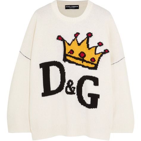 Dolce & Gabbana Oversized intarsia wool sweater ($1,375) ❤ liked on Polyvore featuring tops, sweaters, white, logo sweaters, oversized white sweater, over sized sweaters, multi color sweater and multi colored sweater Extra Long Sleeve Sweater, Evening Sweaters, White Ribbed Top, Dolce Gabbana Sweater, White Oversized Sweater, White Long Sleeve Sweater, Knitting Sweaters, Multicolor Sweater, Woolen Sweaters