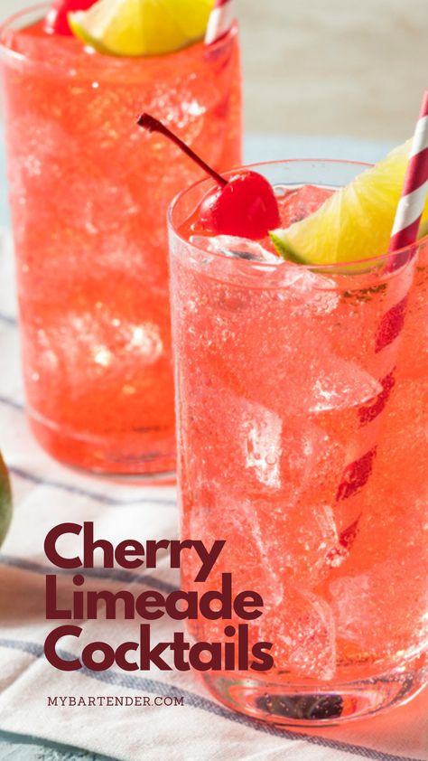 Cherry Limeade Cocktails Lime Vodka Drinks, Cherry Limeade Vodka, Cherry Vodka Drinks, Cherry Cocktail Recipes, Limeade Margarita, Cherry Limeade Recipe, Limeade Drinks, Cherry Vodka, Summer Drinks Alcohol