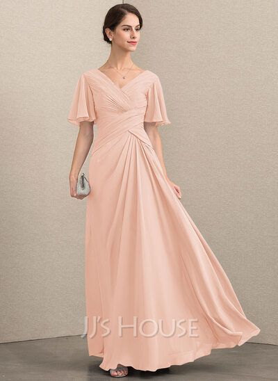 A-Line V-neck Floor-Length Chiffon Mother of the Bride Dress With Ruffle (008164077) - JJ's House Jjs House, Teal Bridesmaid Dresses, Mother Of The Bride Hair, Mother Of Groom Dresses, Mother Wedding Dress, Cascading Ruffles, Mothers Dresses, Mother Of The Bride Dress, Mom Dress