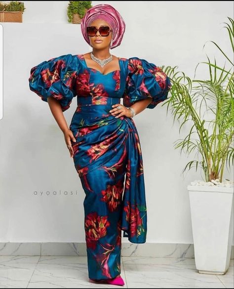 Ankara Wedding Gowns, Gown Ankara, Nigerian Fashion Designers, Dramatic Sleeves, African Traditional Wedding, African Dresses For Kids, Ankara Gown, Lace Gown Styles, African Fashion Traditional