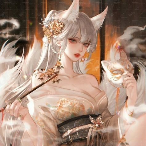 Fox Girl, Japon Illustration, Digital Art Anime, 영감을 주는 캐릭터, Digital Art Girl, Art Anime, Anime Artwork, Dark Fantasy Art, Manga Girl