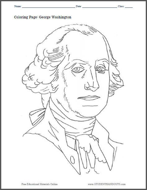 George Washington Coloring Sheet - Free to print (PDF file). George Washington Painting, Upside Down Drawing, George Washington Pictures, Cc Drawing, Cc Foundations, Easter Coloring Sheets, Terra Cotta Pot Crafts Diy, February Holidays, Coloring Sheets For Kids