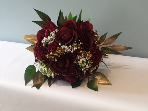 Red And Gold Wedding, Gold Wedding Bouquets, Handmade Bouquet, Silk Bridal Bouquet, Red Wedding Flowers, Handmade Bouquets, Silk Bouquet, Red Rose Bouquet, Silk Flowers Wedding