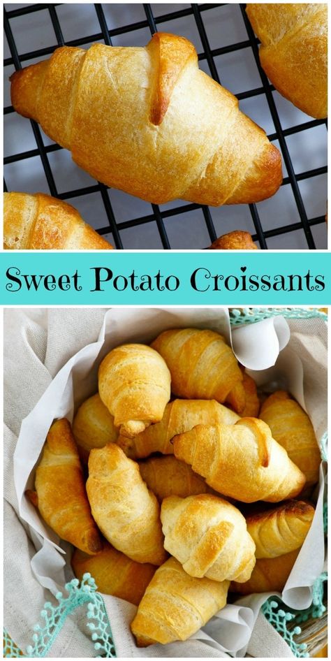 Sweet Potato Croissant, Croissants Recipe, Canning Sweet Potatoes, Viral Recipes, Homemade Croissants, Croissant Recipe, Spiralizer Recipes, Homemade Recipe, Easy Thanksgiving