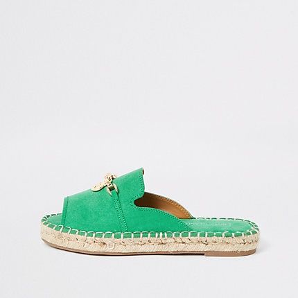 Green Espadrilles, Green Accessories, Peep Toe Sandals, Toe Sandals, Flat Espadrille, Women's Sandals, Shades Of Green, River Island, Boat Shoes