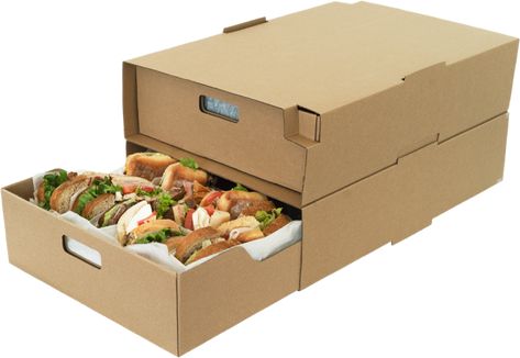 Catering Trays - Corrugated Cardboard Trays (Small, Large, Extra Large) Craft Food Packaging, Catering Packaging Ideas, Meal Box Packaging, Food Tray Packaging, Food Delivery Packaging, Takeaway Packaging, Catering Trays, Lemon Butter Chicken, Food Box Packaging