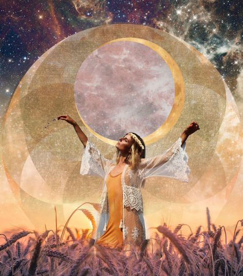 Collages Art, Moon Rituals, Moon Ritual, New Moon Rituals, Virgo Moon, Sacred Feminine, Celtic Symbols, Jena, Moon Art