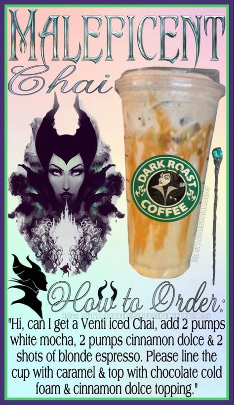 Hocus Pocus Starbucks Drink, Disney Starbucks Drinks Recipes, Disney Themed Starbucks Drinks, Disney Starbucks Drinks, Frappe Recipes, Starbucks Halloween Drinks, Starbies Drinks, Starbucks Ideas, Starbucks Drink Menu