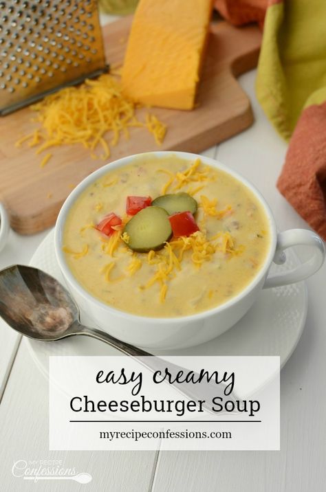 Cheeseburger Soup Stovetop, Creamy Cheeseburger Soup, Soup Cheeseburger, Soup Autumn, Cheeseburger Soup Crockpot, Lunch Soup, Lunch Homemade, Dinner Soup, Soup Homemade